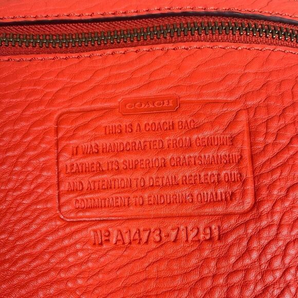 Coach Large Leather Reversible Tote w/Matching Pouch in Vibrant Tangerine/Camel - Picture 9 of 9
